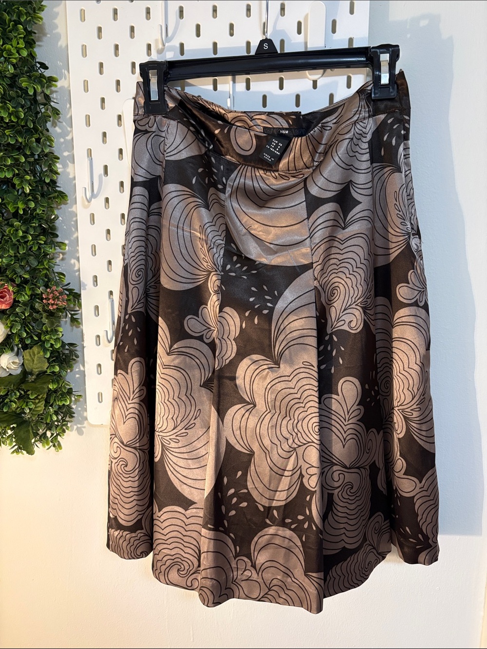Women's Brown and Taupe Printed A-Line Skirt